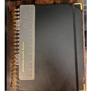 Spiral Notebook Journal Gold‎ Accents Hardcover Planner Black Enjoy Moment